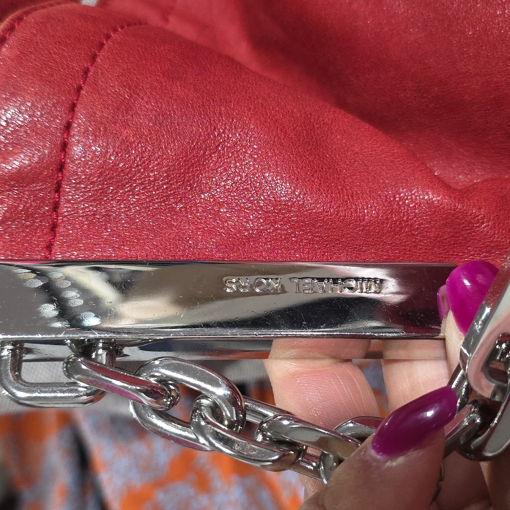 Michael Kors Cherry Red Shoulder Bag/cross Body Strap Vintage - Picture 13 of 15